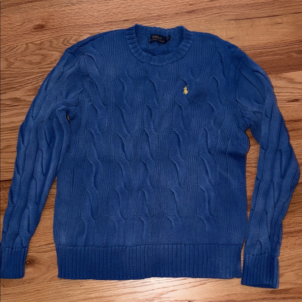 Polo by Ralph Lauren Royal Blue Cable Knit Crewneck Sweater